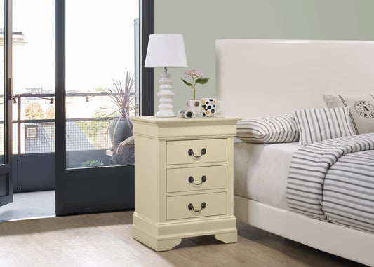 Louis Phillipe G3175-3N 3 Drawer Nightstand , Beige