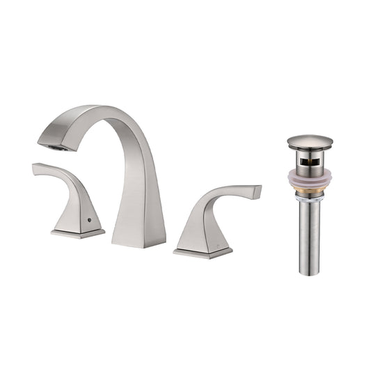 Elegant Brushed Nickel 2-Handle Bathroom Sink Faucet with Drain