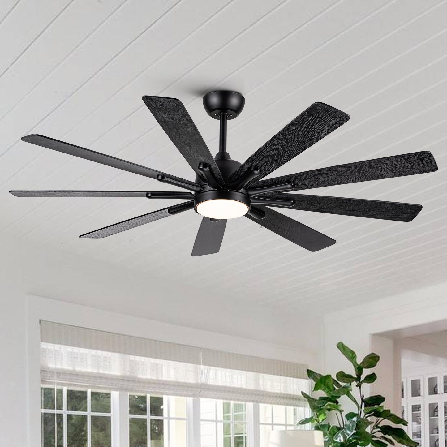 62 Black Ceiling Fan with Remote Control for Modern Farmhouse