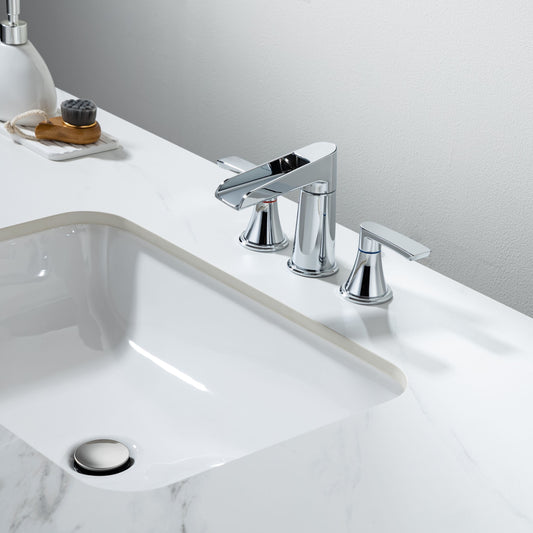 Elegant 2-Handle Widespread Bathroom Faucet with Drain Assembly