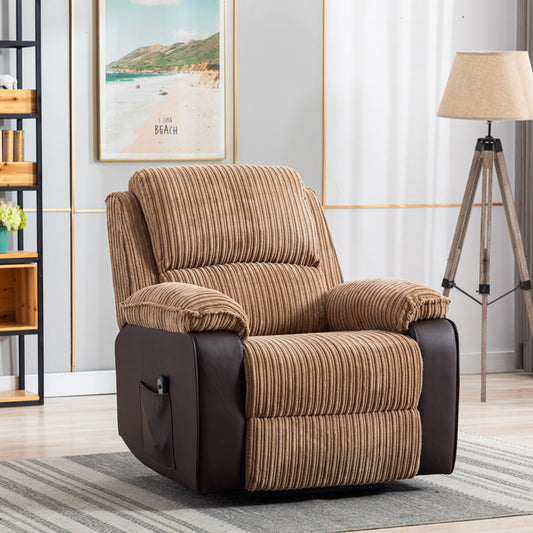 Luxurious Brown Fabric Electric Recliner Chair with Adjustable Backrest and Remote Control