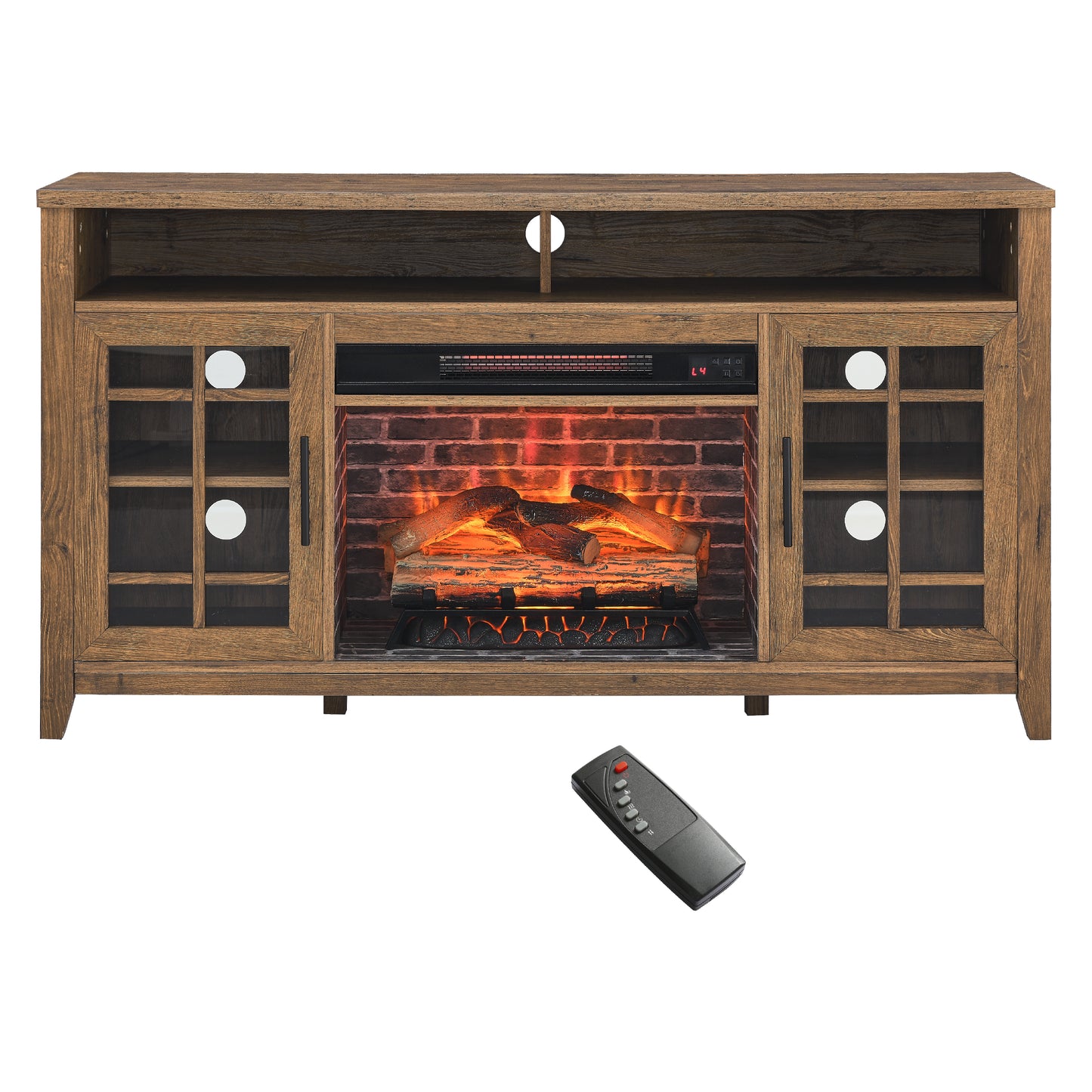 55 inch Electric Fireplace TV Stand with Storage in Reclaimed Barnwood Color