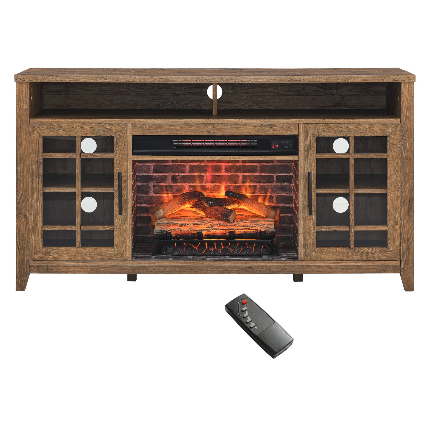 55 inch TV Media Stand with Electric Fireplace - Reclaimed Barnwood Color