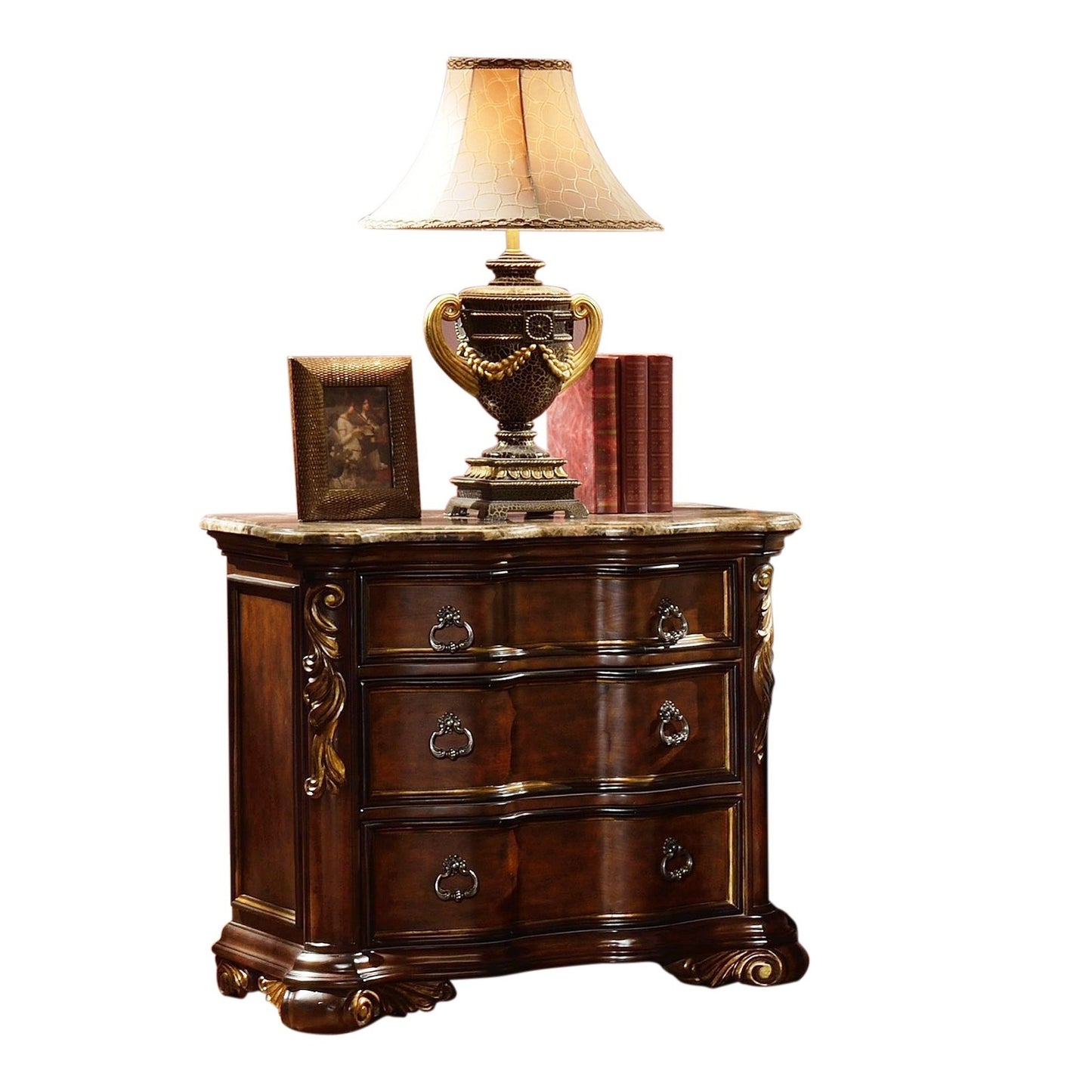 Bella Traditional style Night stand made with wood in Dark Walnut