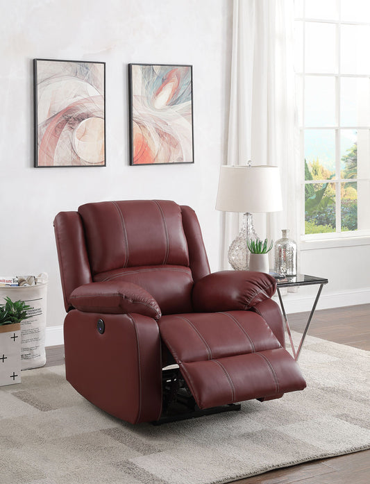 Red Power Recliner with USB Port and Rocker Function