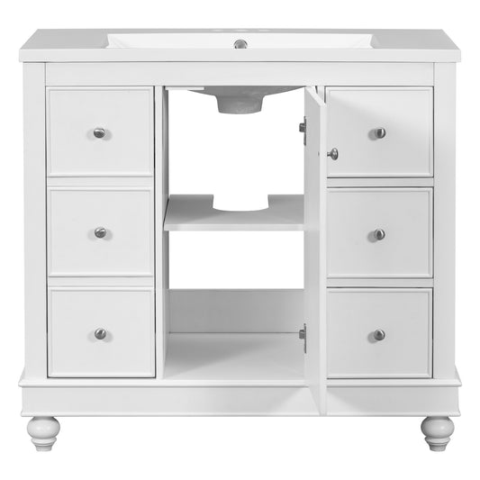 [Cabinet Only] 36" White Bathroom vanity(Sink not included)