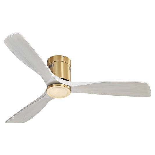 52 Inch Low Profile Ceiling Fan with Reversible Wooden Blades and Remote Control