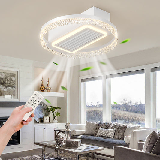 Sleek White Iron Ceiling Fan with Remote Control and Reversible Motor