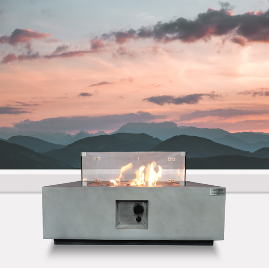 Cozy Nights Concrete and Glass Fire Pit Table