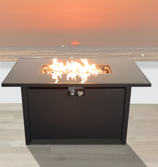 Outdoor Stainless Steel Rectangle Fire Pit with White Smoked Glass Panels