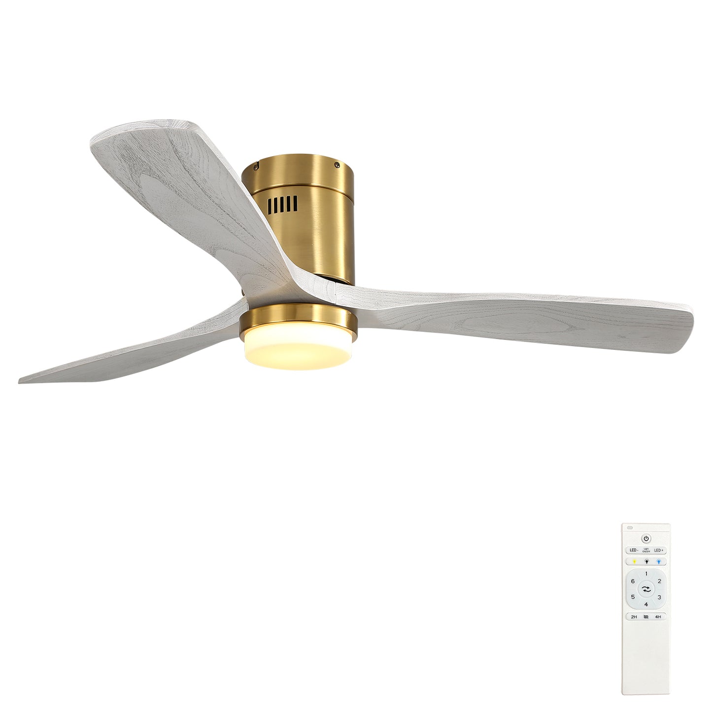 52 Inch Sleek LED Ceiling Fan With Remote Control and Color Changing Light