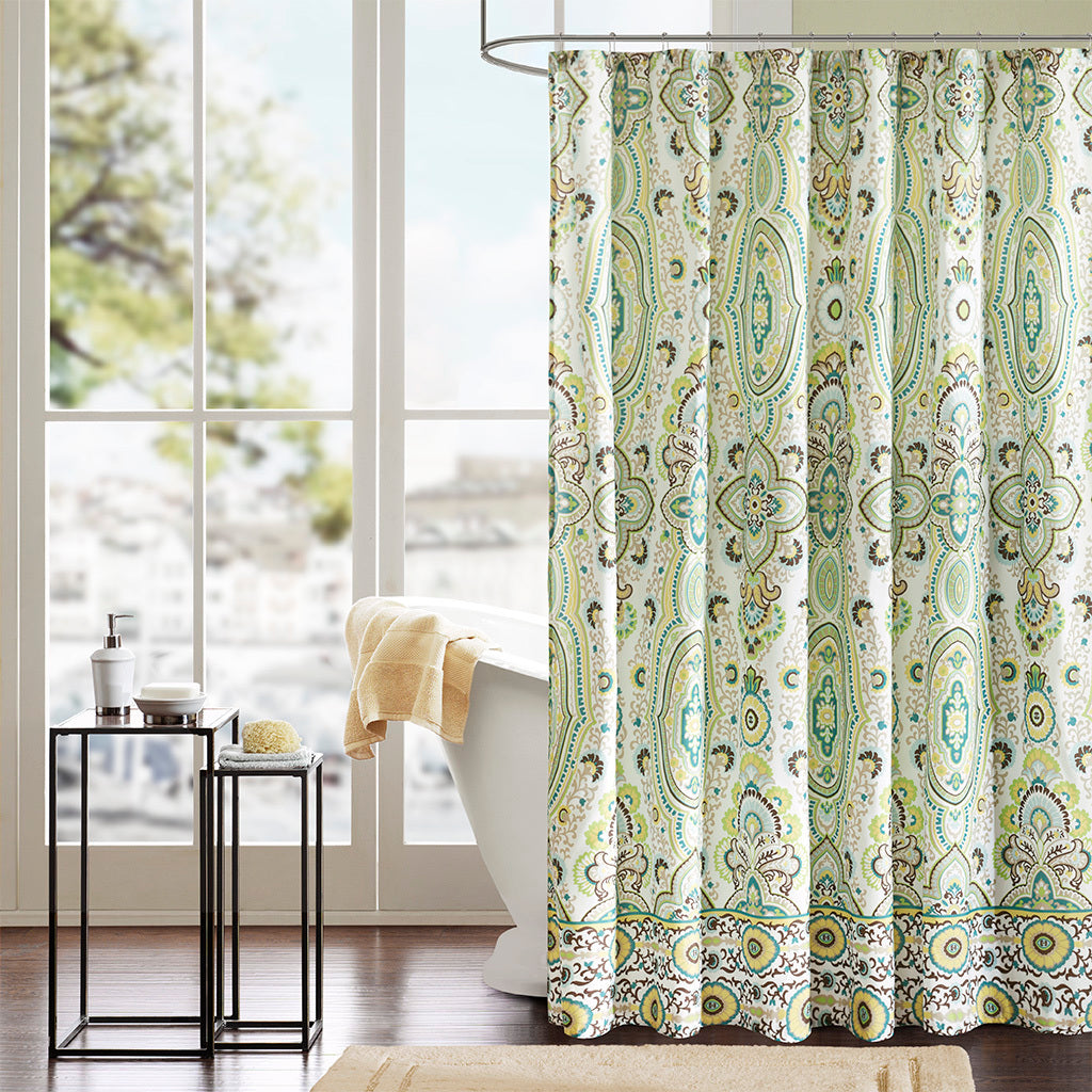 Tasia Global-Inspired Lightweight Bathroom Shower Curtain