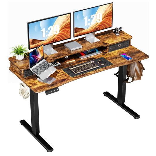 Ergonomic Electric Standing Desk with Storage Drawers and Memory Settings - Sweetcrispy Home Office