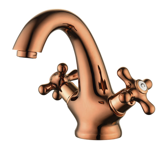 Modern Rose Gold Bathroom Faucet with Dual Handles and Quiet Water Flow