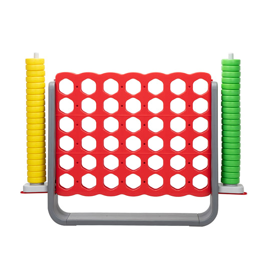 Giant 4 In a Row Game Set for Kids and Adults, Red and Gray