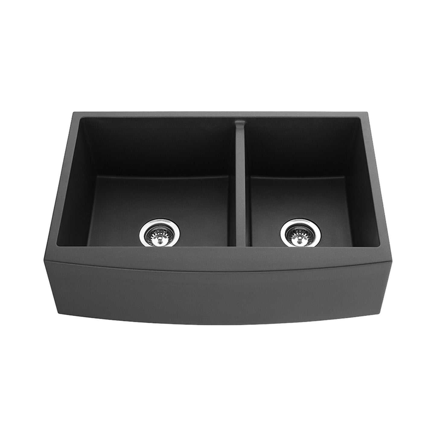 Double Bowl Matte Black Granite Composite Kitchen Sink - Durable and Functional Kitchen Sink With Easy Maintenance