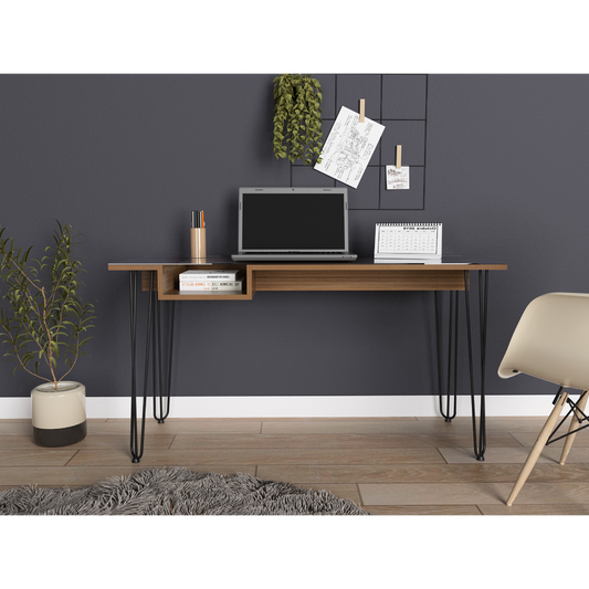 Mahogany Finish Baxter 140 Desk with One Shelf and Four Legs