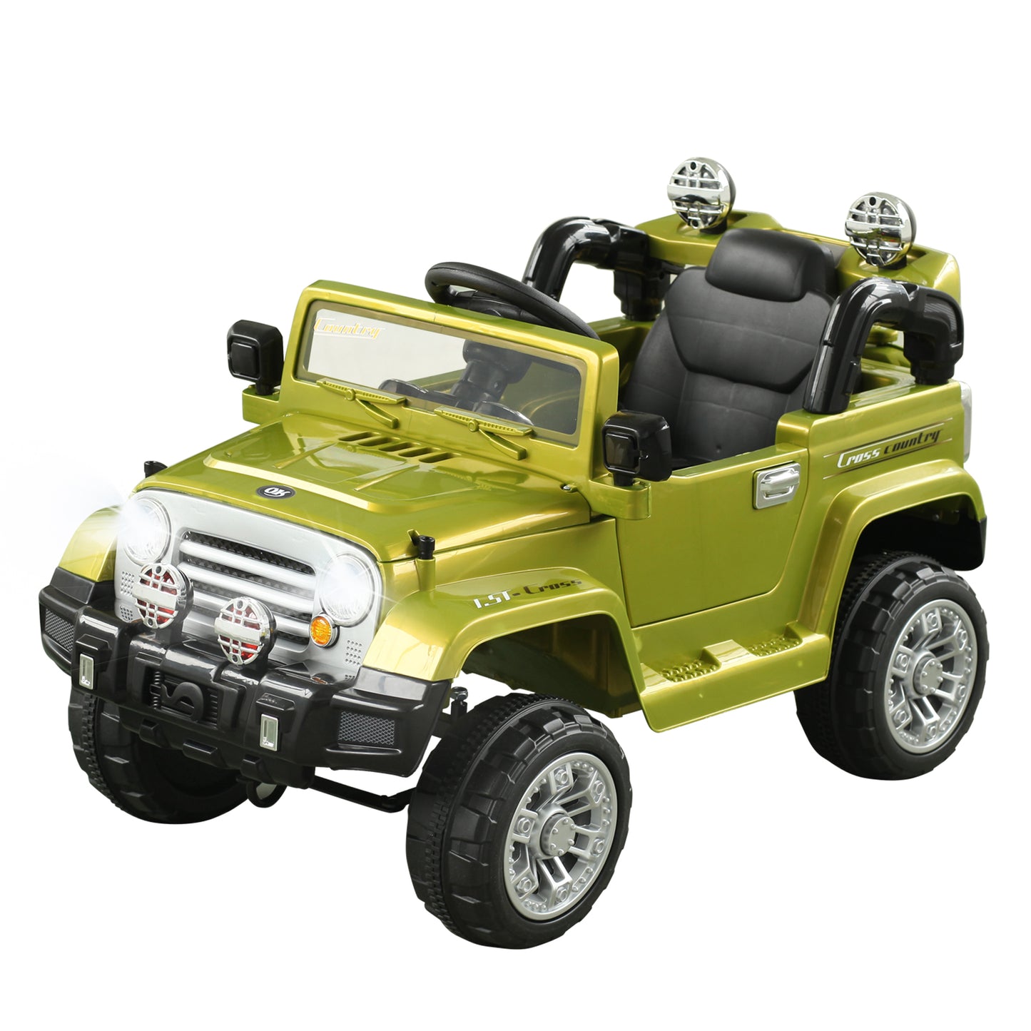 Off-Road Truck Ride-On Car for Kids, 2 Modes, MP3 Connection, Remote Control - Green