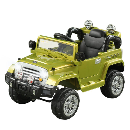 Off-Road Truck Ride-On Car for Kids, 2 Modes, MP3 Connection, Remote Control - Green