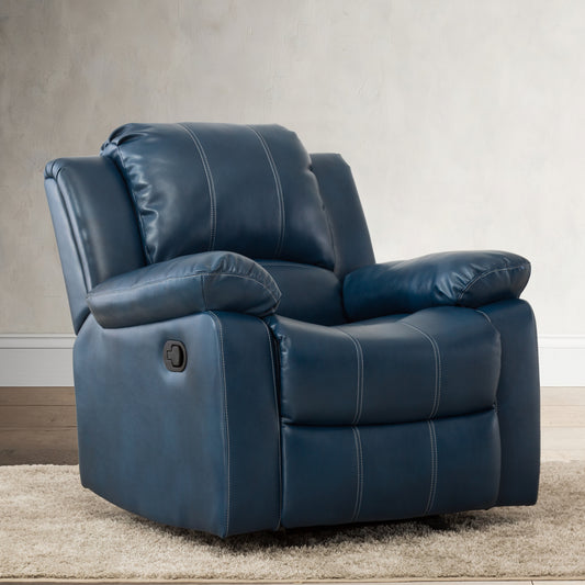 Luxurious Navy Blue Leather Gel Recliner with Easy Reclining Mechanism