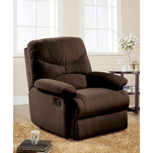 Arcadia Glider Recliner in Chocolate Microfiber with Motion Function