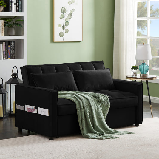 Black Velvet Two-Person Sleeper Sofa