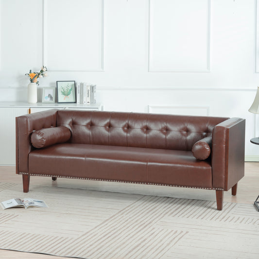 78.74 Elegant Wooden 3 Seater Sofa with Decorative Arms