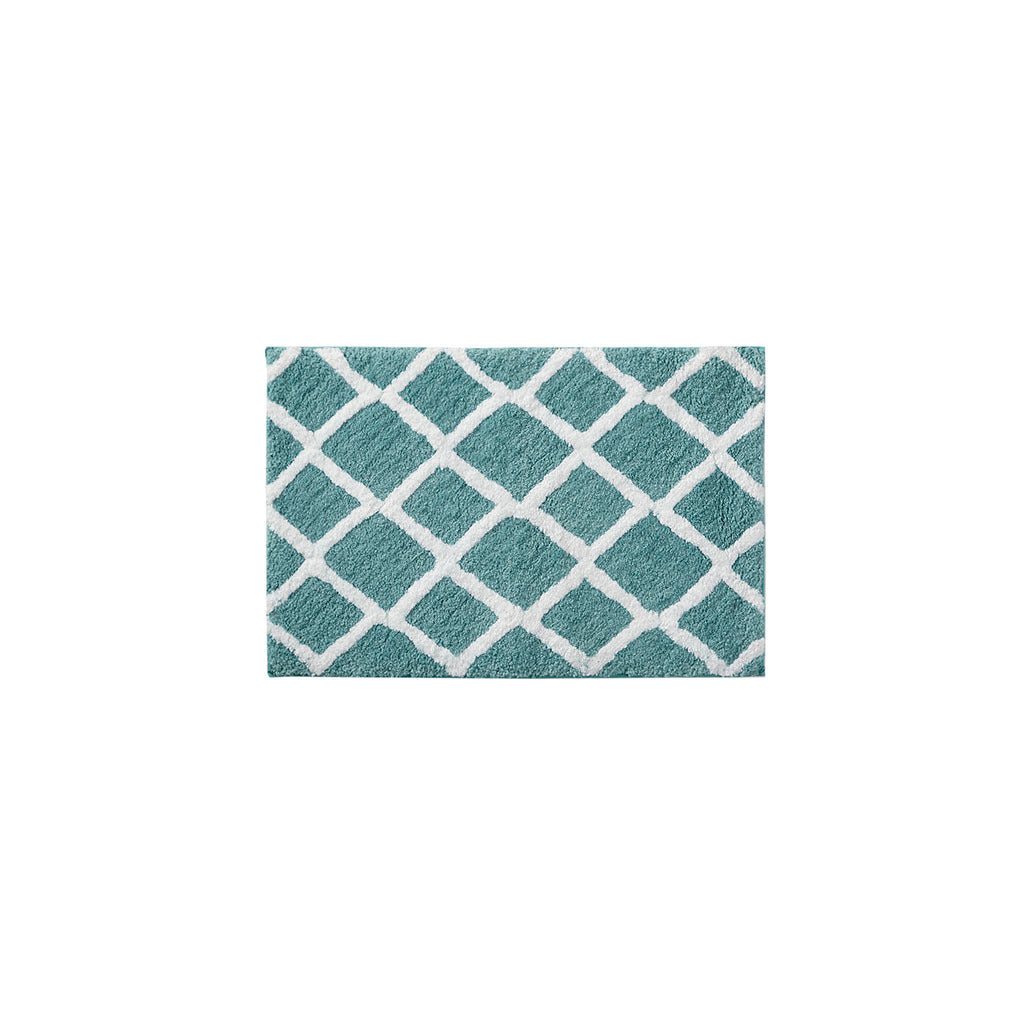 Reversible Geometric and Border Pattern Microfiber Bath Mat