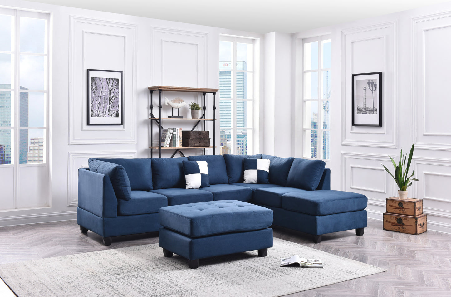 Navy Blue Malone G630B-SC Sectional - Comfort and Modern Style