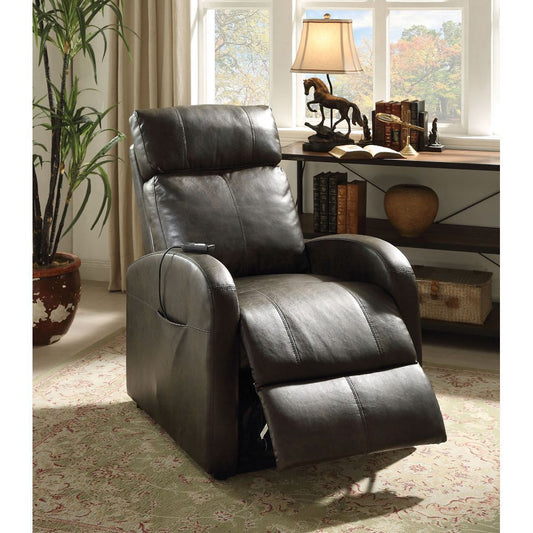 Ricardo Power Lift Recliner in Dark Gray PU Leather with Convenient Wired Controller