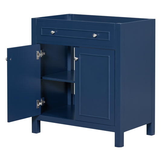 30" Bathroom Vanity without Sink Top, Cabinet Base Only, Bathroom Storage Cabinet with Two Doors and Adjustable Shelf, Blue