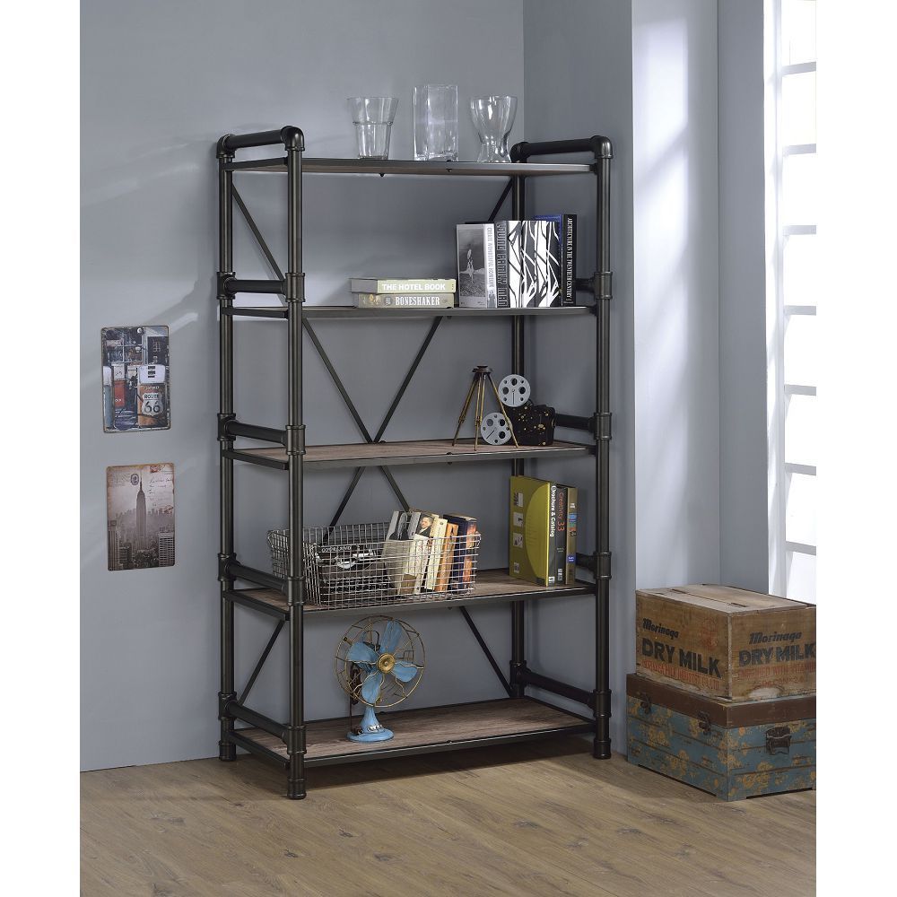 Caitlin Bookshelf in Rustic Oak & Black 92220