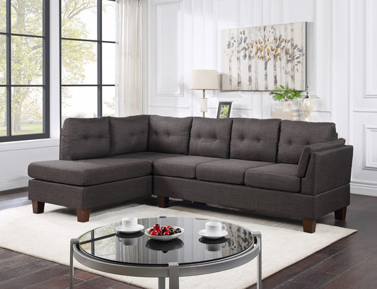 Dalia Contemporary Dark Gray Linen Sectional Sofa with Left Chaise Configuration