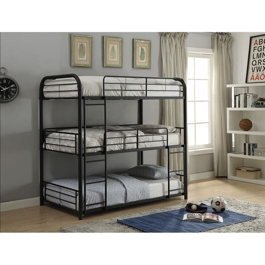 Cairo Triple Metal Bunk Bed in Sandy Black Finish