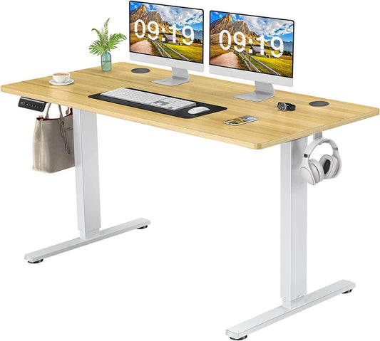 Ergonomic Yellow Electric Standing Desk with Adjustable Height, 55'' x 24''