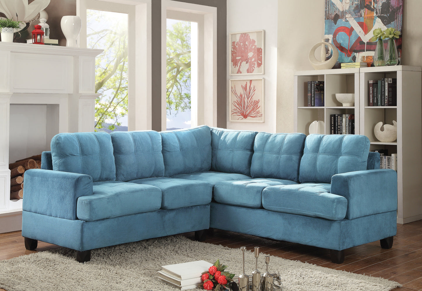 Sandridge G518B-SC Sectional Sofa in Aqua Blue