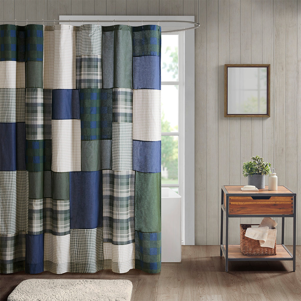 Cozy Cabin Cotton Patchwork Shower Curtain