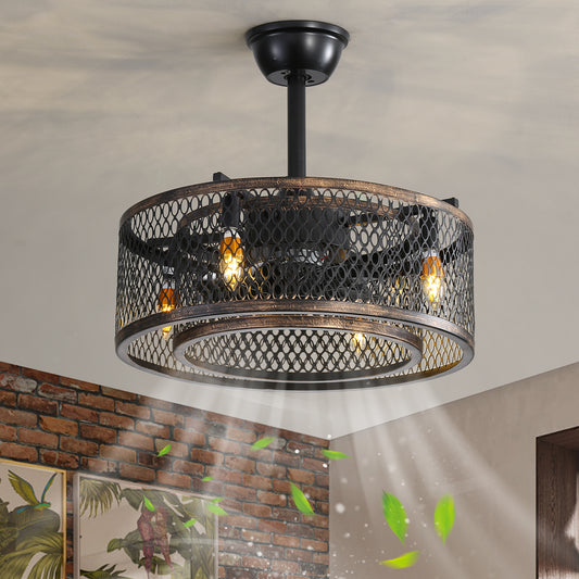 American Retro Style Ceiling Fan Chandelier with Remote Control and Customizable Lighting