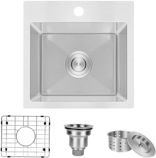 Simple Deluxe 15-Inch Stainless Steel Kitchen Sink with Built-in Components