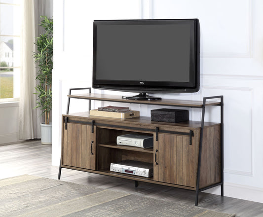 Rashawn Rustic Oak Black TV Stand