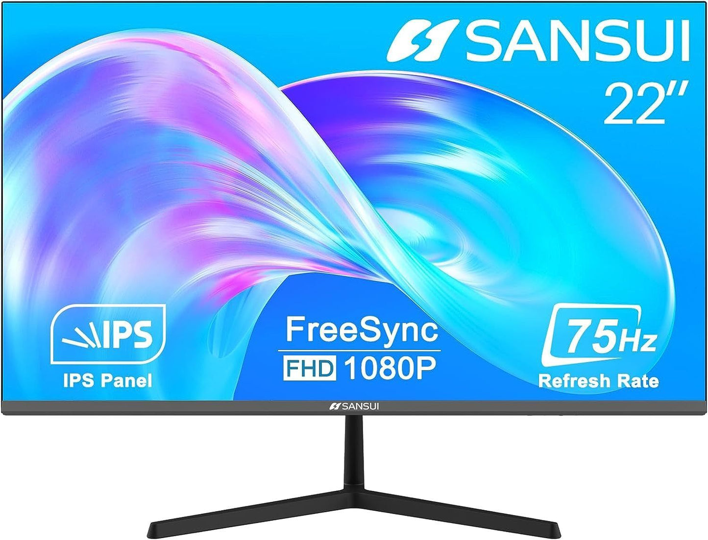 22-Inch IPS Monitor with 75Hz Refresh Rate and Full HD Resolution for Gaming and Office