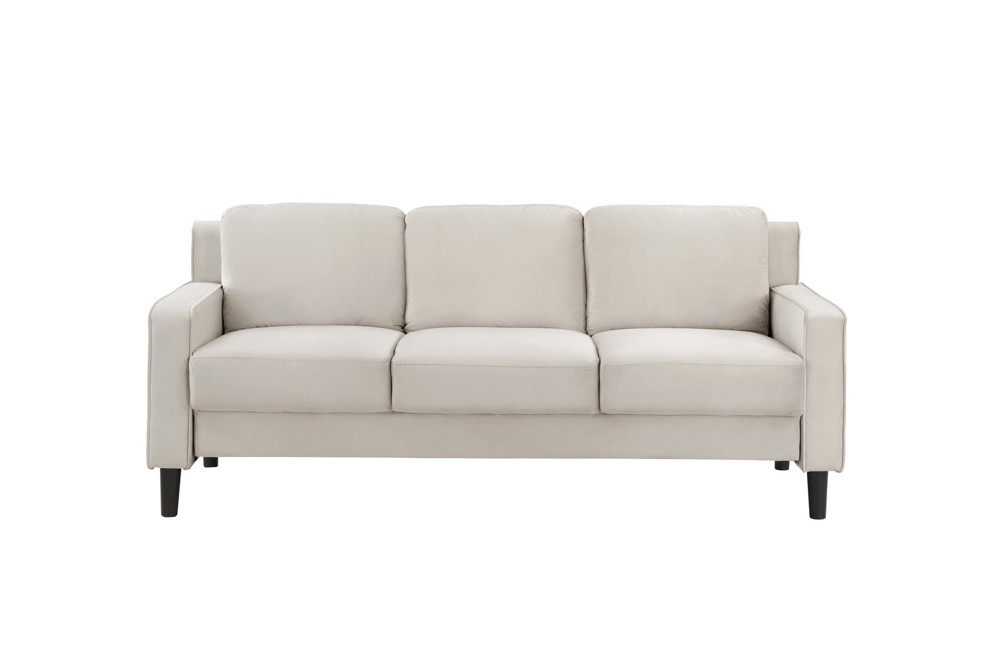 Timeless Beige Velvet Mid-Century Modern 3 Seater Sofa