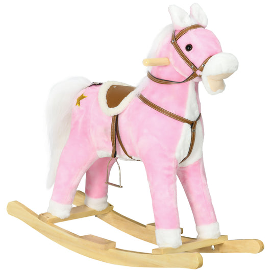 Rocking Horse with Sound and Saddle, Pink, for Ages 3-8