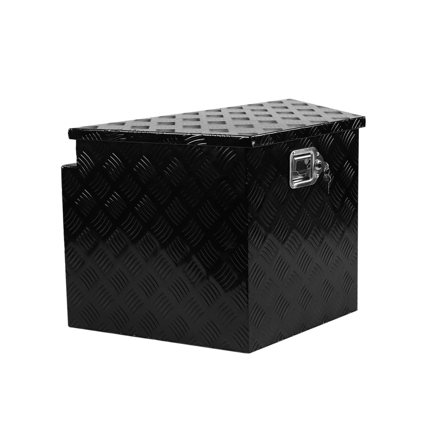 33 Inch Heavy Duty Diamond Plate Aluminum Trailer Tongue Box Pickup Truck Tool Box Storage Organizer with Weather Resistant Seal, Lock & Keys – Black 32.5"x20.5"x18.3"