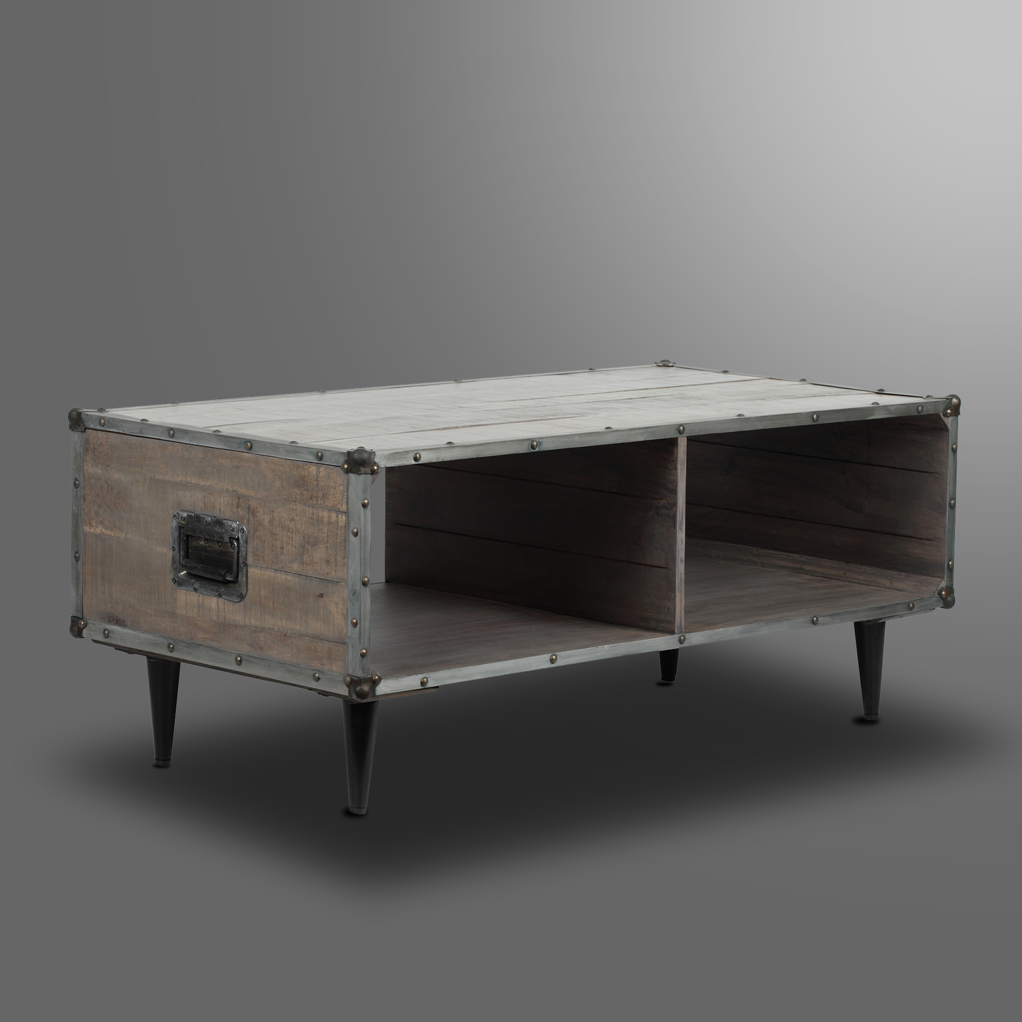 Black Metal Fitting Leg Coffee Table with Solid Wood Top