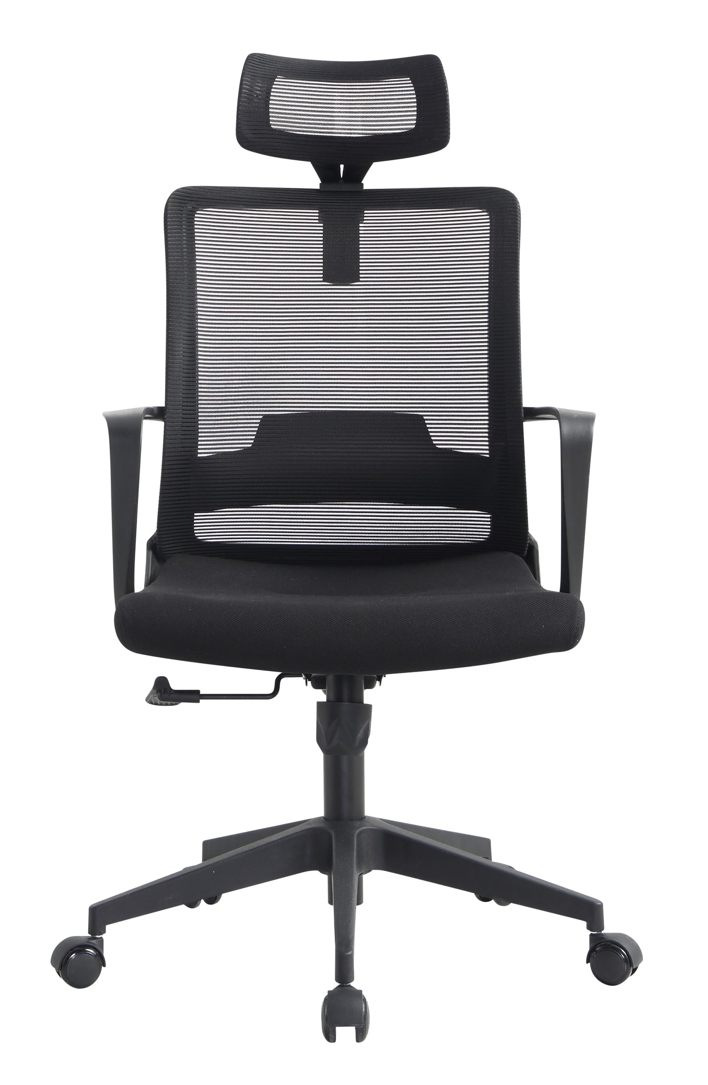 Allison Office Chair, Nylon Base, Adjustable Headrest -Black