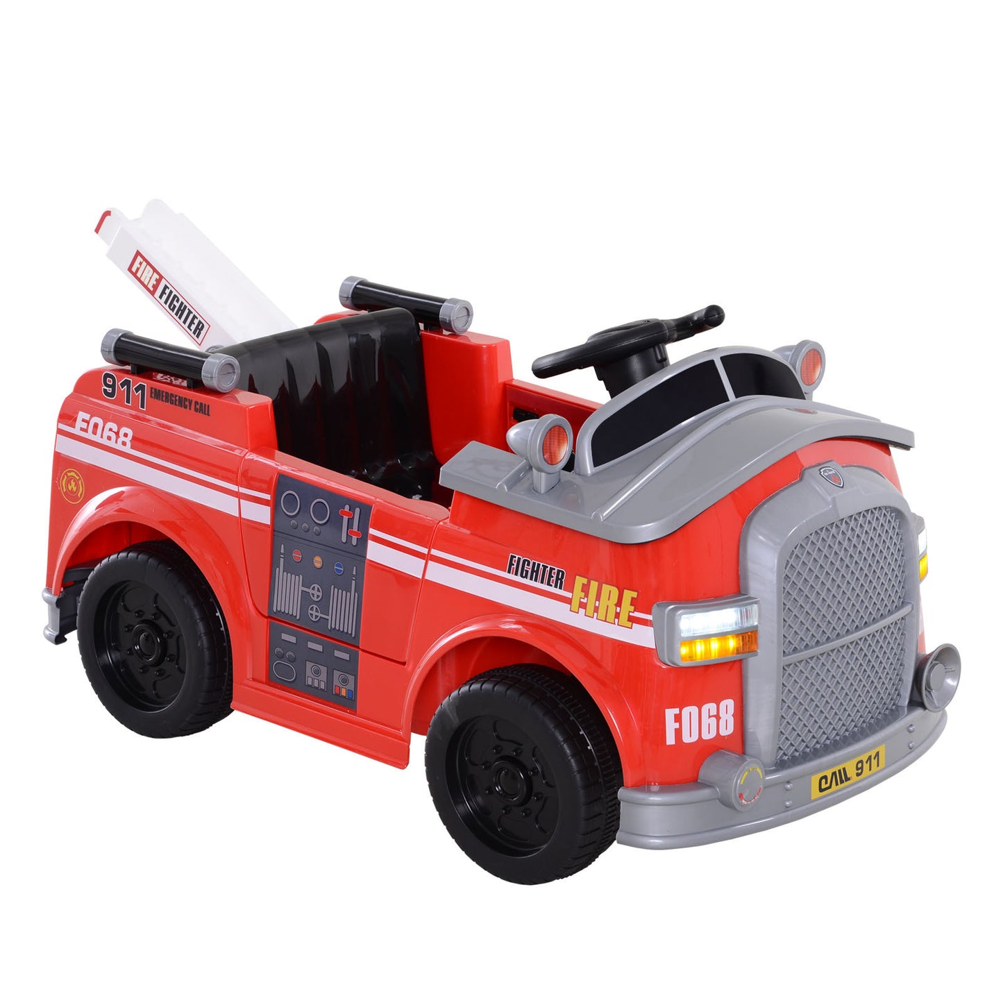 Electric Ride-On Fire Truck for Kids with Remote Control, Music, Lights, and Ladder