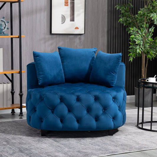 A&A Furniture,Accent Chair / Classical Barrel Chair for living room / Modern Leisure Sofa Chair (Blue)