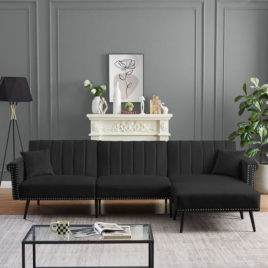 BLACK  SECTIONAL SOFA BED