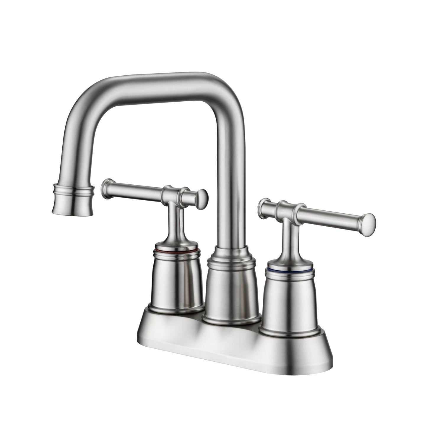 Elegant Brushed Nickel Bathroom Faucet with Dual Handles and Lift Rod Drain - Ideal for Lavatory Sink